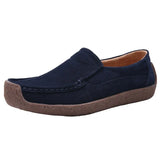 Gril Female Women's Cow Suede Genuine Leather Shoes Flats Slip On Woman Lady Loafers Slip On Mocasines Mujer