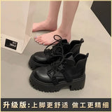 Breakj Version Of The Thick Background To Increase The High Martin Boots Women 2025 Spring And Autumn Locomotive Belt Buckle Hottie Short Boots Fashion