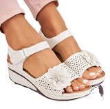 Slope Heel Sandals Women's 2023 Summer New Hollowed-Out Flowers Thick Soles Sandals Beach Women's