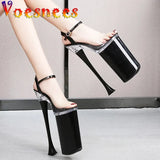 Summer Women Sandals 2023New sexy Waterproof Platform High Heels 26cm Patent Leather Thin Heels Female Club Party