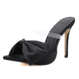 Station Pointed High Heels Big Bow Fine With Cool Slippers Long-Term Spot