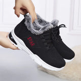 2021 Winter Snow Boots for Women Chunky Warm Vulcanized Shoes Ladies Flats Non-Slip Knitted Fabric Casual Plush Running