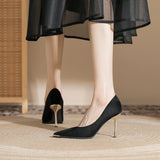 Breakj Single-Shoe Black Tip High-Heeled Women's Fine Heel New Temperament Professional Business Commuter Women's