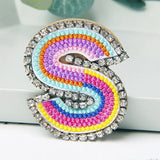 Jewelry 26 English DIY Name Letters Alphabet Rainbow Embroidery with Pin Ouch Beeding Womens Brooches Patches