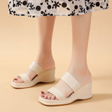 New Korean Version Of Transparent With Waterproof Table Square Head Slippers Women's Slope With Crystal Pvc Beach