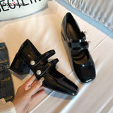 Pumps pu heels mary jane shoes for women block heel buckle strap sexy ladies dress pumps party wedding shoes white