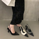 New Summer Pointed Small Fragrant Wind Pointed High Heels French High Heel Baotou Empty Sandals