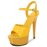 Breakj Artifact Model High Heels Thin Heel Sexy Black Waterproof Table 15Cm Hate Day Superb High Heel Sandals Female