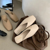 Ping Follows The Internet Celebrity Sandals, Grandma Shoes, Soft-Soled, Head-Wrapped, Semi-Slippers, Women's Flat-Soled Retro Shoes, Wearing Lazy Muller