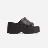 Women's Slippers Square Toe Pu Leather Platform Ladies Shoes Summer 2022 Fashion Thick Bottom Female Slipper Woman