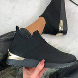 Sneakers Autumn 2021 Sock Shoes Slip On Knitted Breathable Ladies Running Shoes Casual Female Flats Vulcanized Plus Size