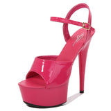 Breakj Artifact Model High Heels Thin Heel Sexy Black Waterproof Table 15Cm Hate Day Superb High Heel Sandals Female