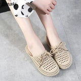 New Women's Flat Sandals Shoes Summer Slippers Hollow Out Casual Shoes Beach Outdoor Comfortable Closed Toe