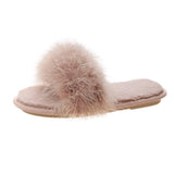 Slippers Women Wear Fashionable 2024 New Fashion Shoes Ostrich Hair Flat-Soled Korean Open-Toed