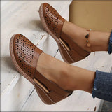 Breakj Summer Large-Size Casual Sandals Women's Slopes Hollow Pure Color Single Shoes Low-Heeled Sandals