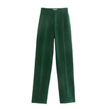 Women's Pants Chic Office Lady Solid Straight Casual Pants Vintage High Waist Zipper Fly Female Trousers Mujer
