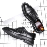 Breakj 2023 New Business Leather Shoes Men's Leather Shoes British Bullock Carved Men's Shoes