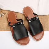 Breakj Size 2024 New Summer Slippers Women's Pure Color Woven Simple Everyday Beach