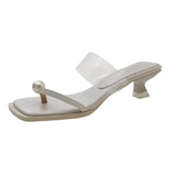 Breakj Low-Heeled Temperament Jacket Cool Slippers Fairy Shoes Wear 2025 New Summer Flat-Bottomed Pearl