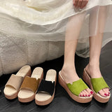 Large Size Slippers Women's Summer Fashion Slippers With Korean Version Of Slope Heels, Thick Heels, High-Heeled Cake