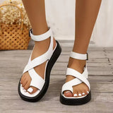 Breakj Women 2025 New Large-Size Coated Toe Polyurethane Deep Base Leisure Outside The Roman Wind Wearing Ring Buckle With Women's