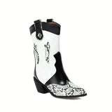 Women Winter Snakeskin Pattern Boots Pointed Toe High Heels Sexy Ladies Shoes Autumn Female Mid-Calf Boots Non-Slip Sole