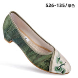 Breakj Women's Shoes Printed Embroidered Cloth Shoes Women's Single Shoes Hanfu Shoes National Style Satin New Collocation Cheongsam National Style Retro Embroidered