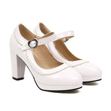 10 Colors Large Size Women Strap Pumps Patent Leather Platform Spike High Heels Round Toe Party Wedding Shoes Bridal