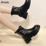 Winter Shoes Design Women Ankle Boots Fashion Thick Sole Non Slip Flats Ladies Back Zippers Elegant Short