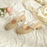 Breakj Sandals Women Summer 2024 New Square Head With Thick Heel High Heels Mary Jane Sandals Back Empty Single