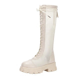 Ankle Boots Women Chunky Heel Knee-length Boots Woman Shoes Brand Female Round Toe Zipper Boots Lasdies Fashion