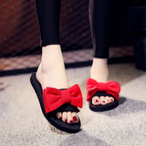 Shoes Summer Bohemia Floral Beach Sandals Pink Bow Slippers Flip Flops For Women Platform Sandals Beach Slippers