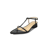 Belt Simple Series ~2024 Summer Inside And Outside Full Leather Thick Heel Sandals Cowhide Korean Version With Pointed