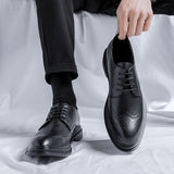 Breakj Shoes Men Korean Edition Fashion Business Dress British Suit Wedding Black Casual Shoes