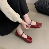 Evening Breeze Round Head Shallow Mouth Single Shoes Flat Soles 2024 Spring Korean Version Of Gentle Fairy Mary Jane Small Leather