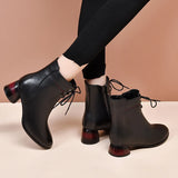 Boots 2023 Autumn And Winter New Style Red Heels Fashion Boots Round Head Lean Short Boots Two Kinds Of High-Heeled Women's