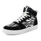 New Summer Men's Shoes Leopard Canvas Shoes Zebra Striped High-Top Shoes Large-Size Men's