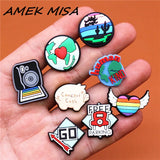 Animal Shoe Charms Camera Earth Scenery Station Pig Heart Shoes Accessories Decoration Fit Croc Jibz Party Kids Gifts