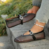 Breakj 2025 Fish Grid Hollow Net Sandals Women Flat Bottom With Mary Treasure