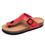 Women Cork Slippers PU Leather Woman Sandals Fashion Flip Flops For Women Mule Clogs Slippers Female