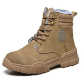 Boots Men Work Safety Shoes Plus Velvet Safety Boots Steel Toe Shoes Puncture-Proof Protective Industrial Shoes Men