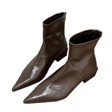 Breakj Small Bare Boots Brown Pointed Short Boots Women's Shoes 2025 New Fashion With Thick And Thin