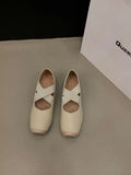 Low-Heeled Square-Headed Ballet Shoes 2024 New Summer Vintage Mary Jane Spring And Autumn Flat