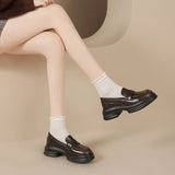 Breakj Head Loafers Women's Spring 2024 New Small Women's Shoes Soft Leather Single Shoes Thick Platform British Style Small Leather Shoes