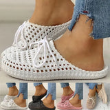Women's Openwork Slippers Non-slip Deodorant Breathable Flat Sandals Home Indoor Lazy Student Slippers Gladiator