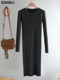 Autumn Winter basic Maix Sweater dress women solid bodycon Thick dress Female Jumper O-neck slim knit dress Long