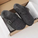 Breakj Tou Half-Drag Shoes 2024 New Gray Felt Suede And Cotton Slippers Muller