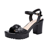 With High-Heeled Sandals 2023 Summer New Thick-Soled Waterproof Platform Large-Size Fashion Open-Toe