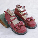 shoes women bow women's shoes heel round head women shoes comfortable kawaii girl loli cosplay shoes detachable
