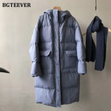Thicken Warm Loose Hooded Women Parkas Long Sleeve Cotton Padded Women Down Coats Winter Ladies Down